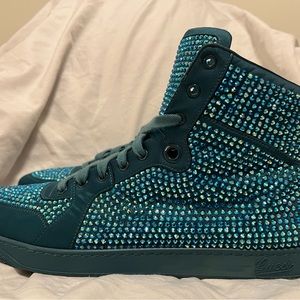 Genuine Gucci Leather Satin swarovski crystals sneaker 337450 Men’s Size 12